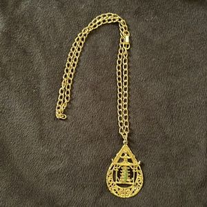 Pagoda Necklace Pendant, Asian Inspired, Vintage 1970's
